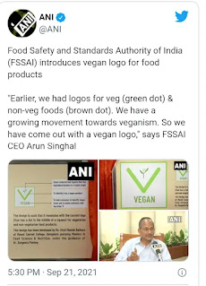 ANI twitter post for vegan logo launch