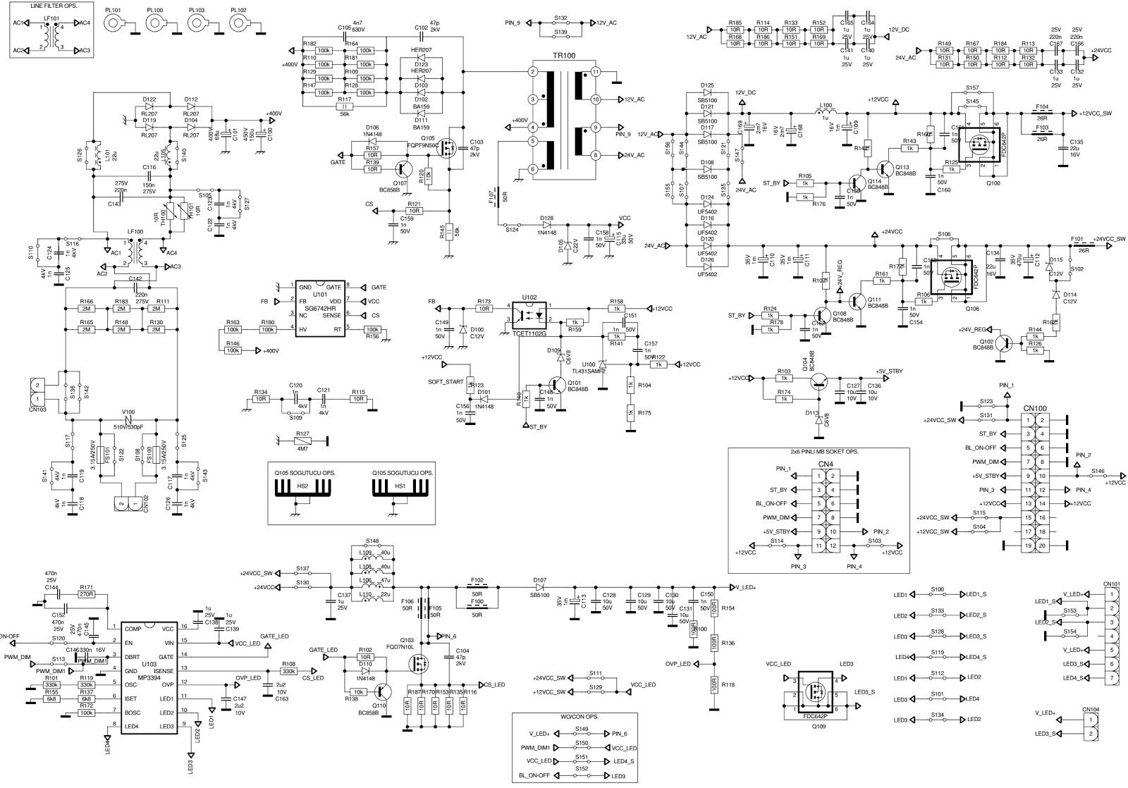 Bush DLED32165HDDVD and Vestel 32 inch LCD TVs SMPS Circuit diagram and