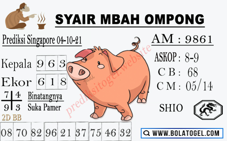Syair Mbah Ompong SGP Senin 04-Okt-2021
