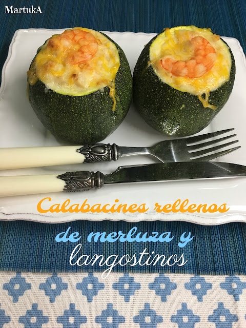 Calabacines Rellenos De Merluza Y Langostinos