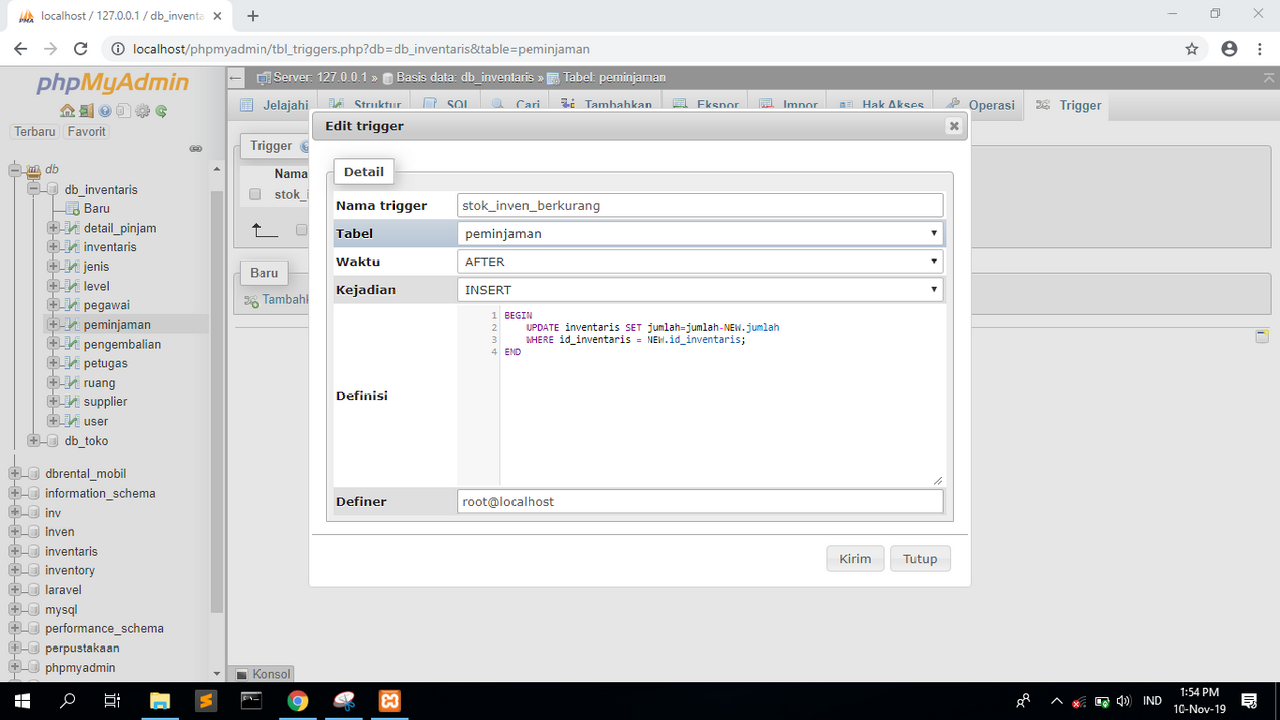 Cara Mengurangi dan Menambah Stok di PhpMyAdmin Menggunakan Trigger ...