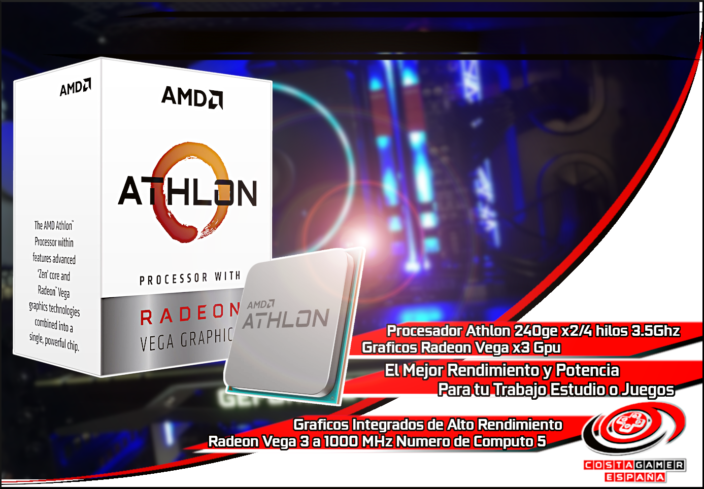 Gaming Amd Athlon 240ge With Radeon Vega Graphics Processor CPU