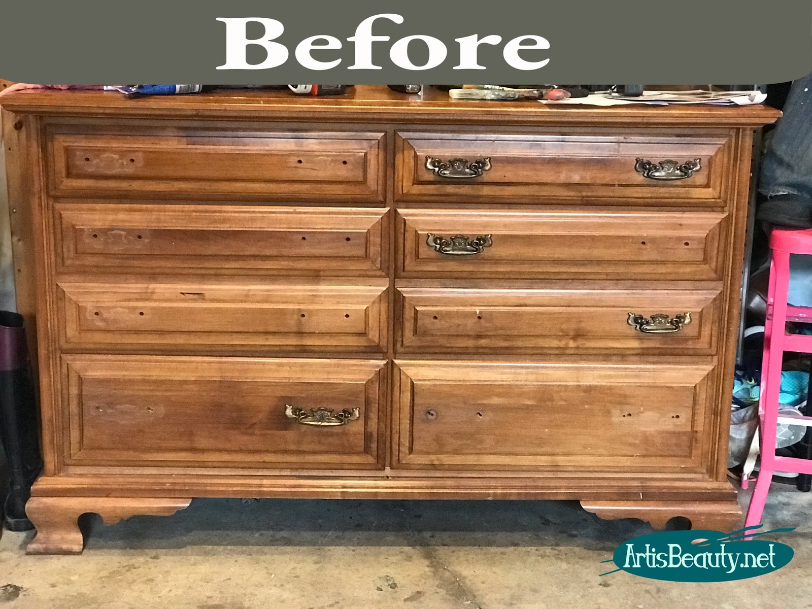 Art Is Beauty Westminster Green Vintage Long Dresser Makeover