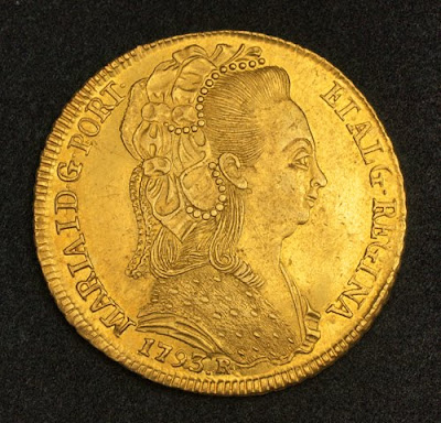 Brazil 6400 Reis Gold Coin Queen Maria I