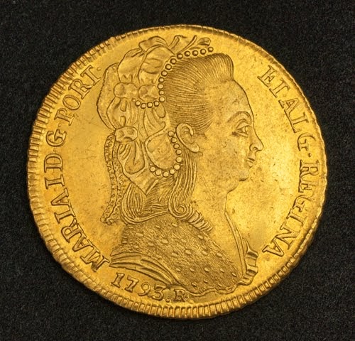 Brazil Gold Coins 6400 Reis Gold Coin of 1793 Queen Maria Brazil Gold Coins 6400 Reis Gold Coin of 1793 Queen Maria