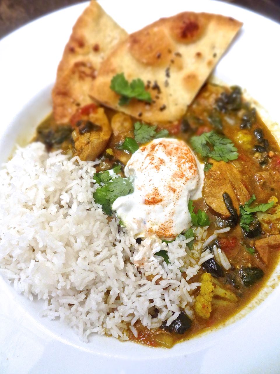 Scrumpdillyicious Coconut Chicken & Chickpea Curry with Spinach