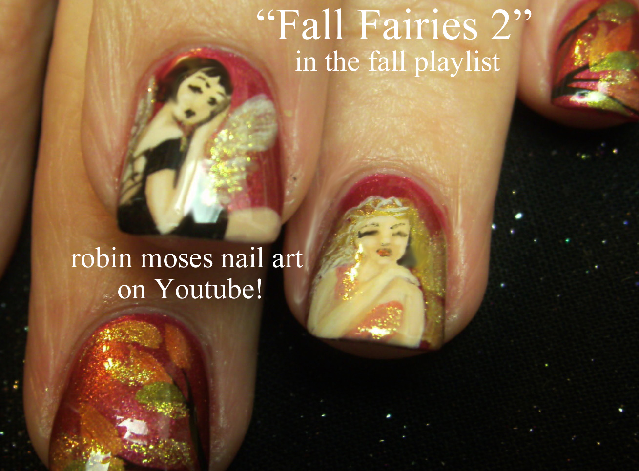 Nail Art by Robin Moses Fairy Nail Art "fairy nails" "faerie nails" "cute fairies" "fairy