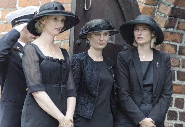 Queen Margrethe, Prince Henrik, Princess Marie and Princess Benedikte attended the funeral of the Count Christian of Rosenborg