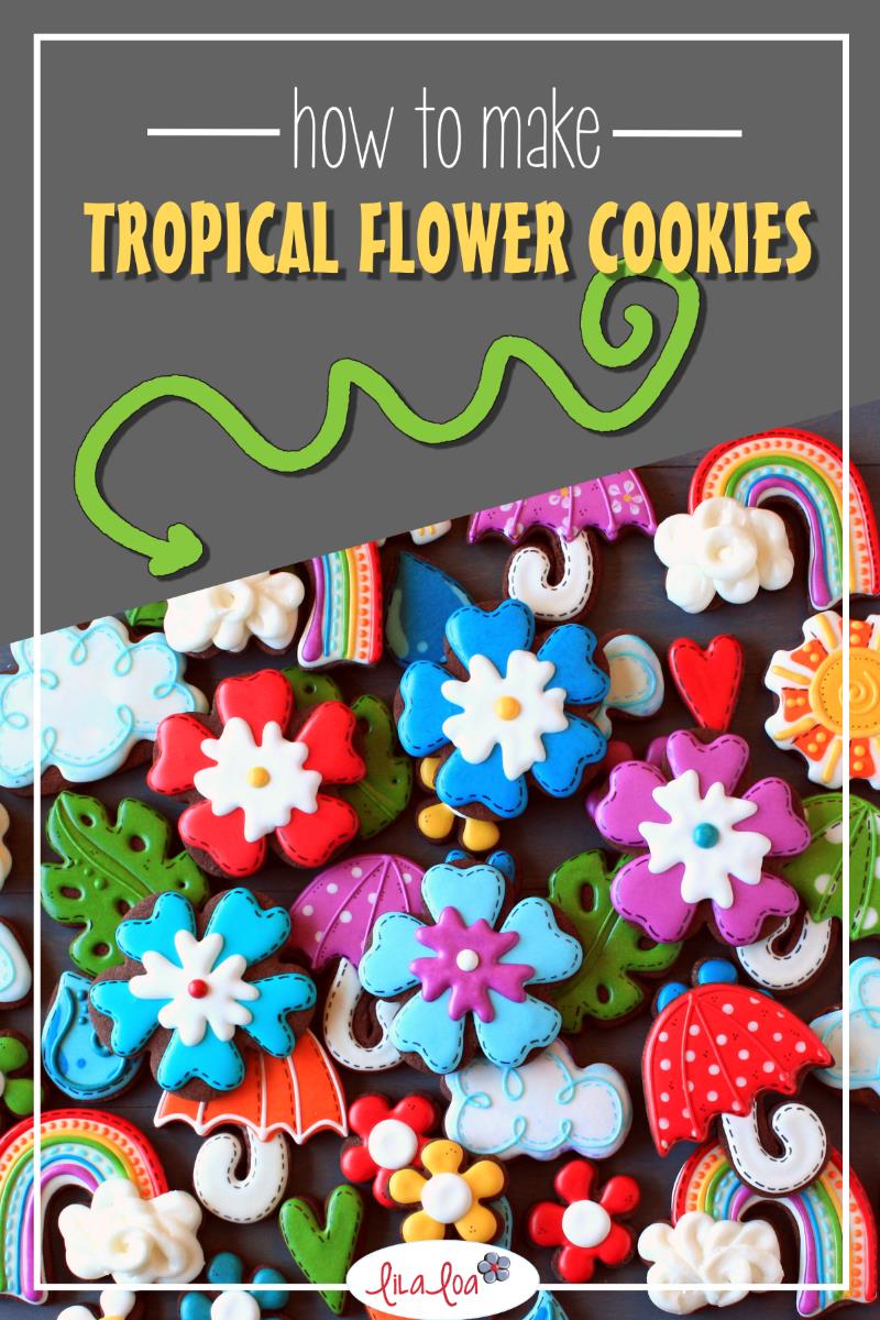 Tropical luau flower sugar cookie decorating tutorial