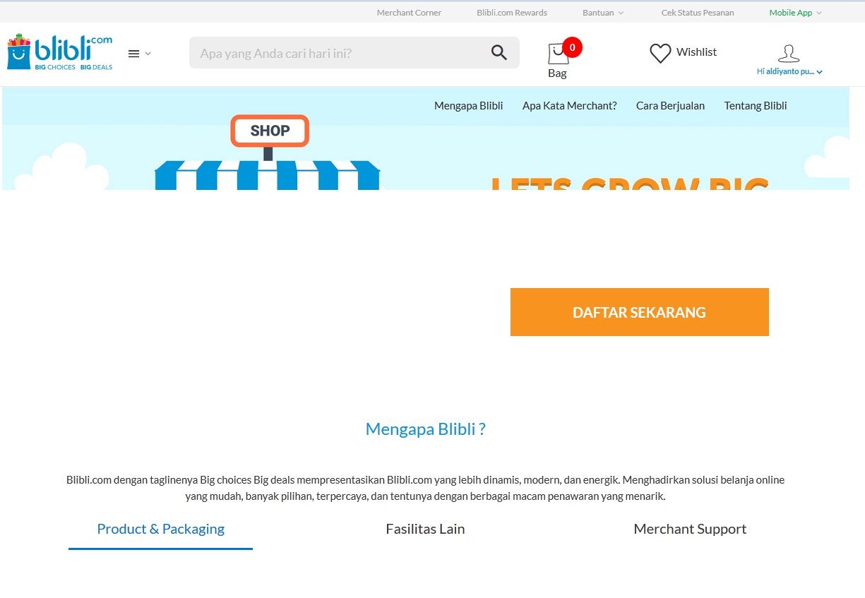 cara daftar merchant di blibli com