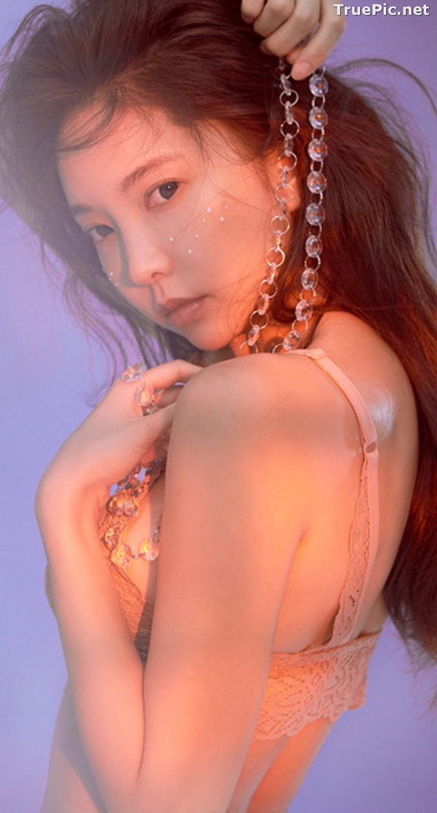 Image Korean Fashion Model - Park Soo Yeon - Salmon Pink Lingerie - TruePic.net - Picture-17