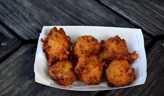 Gari fritters made with cassava flour and curry