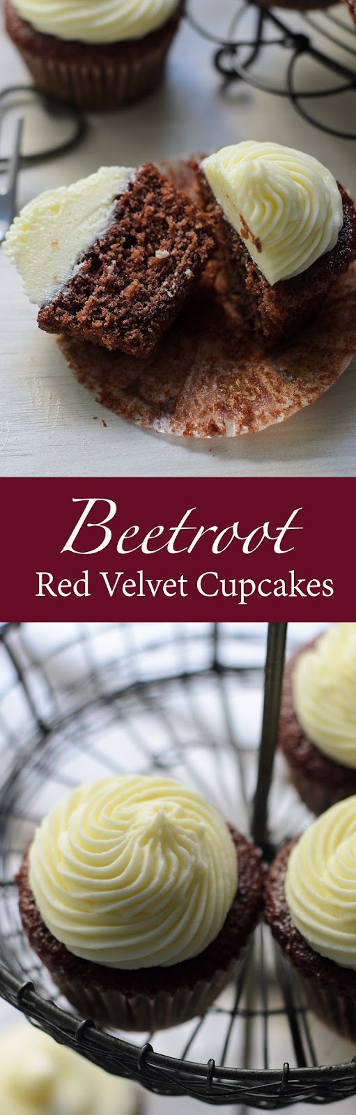 Red velvet cupcakes recipe.  No food colouring is added to these delicious Red velvet cupcakes. Roasted beetroot were used to give that deep red colour to these red velvet cupcakes.