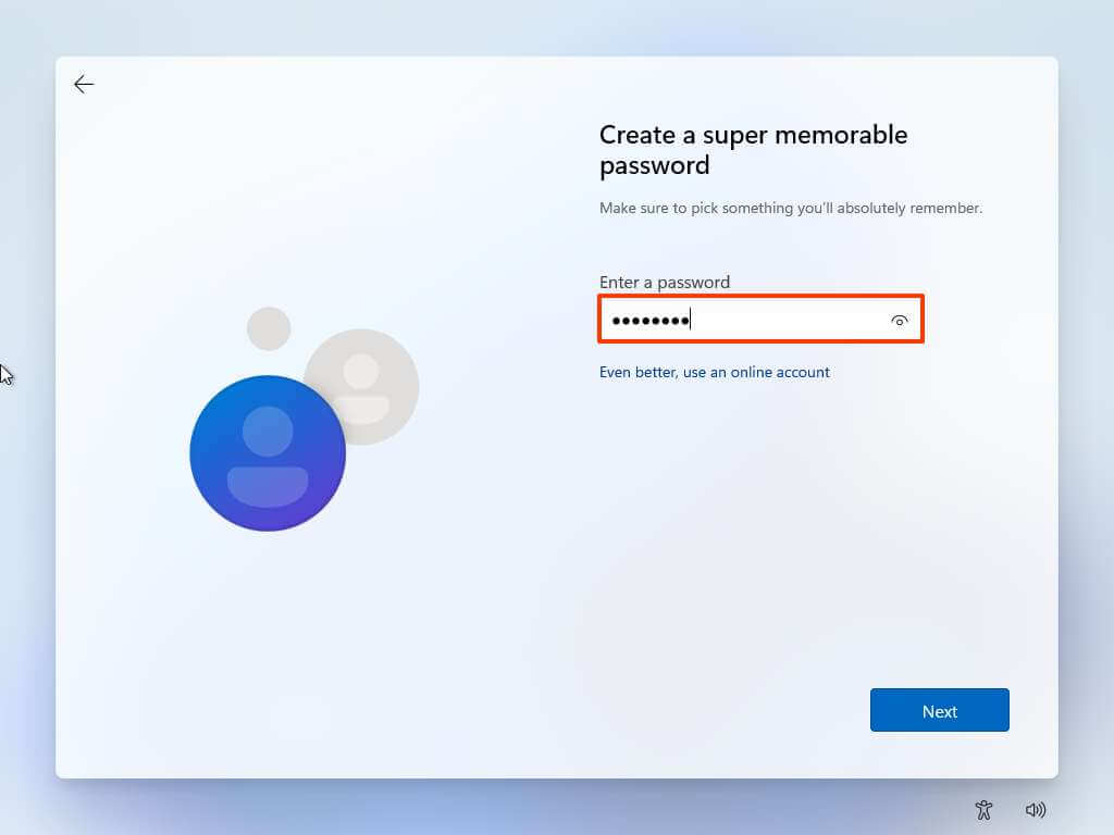 create account password
