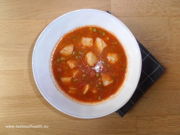 fish, soup, tomato, grean peas, cod, recipe, recipes, healthy