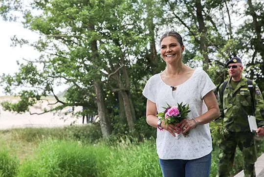 Crown Princess Victoria wore Boomerang Clothing, Boomerang lace top and Adidas Stan Smith sneakers