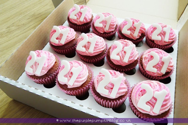 National Cupcake Week - 21st Birthday Pink Glittery Cupcakes at The Purple Pumpkin Blog