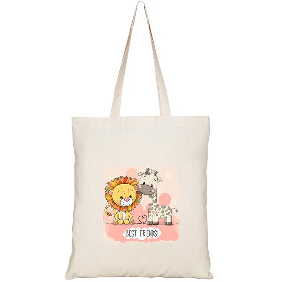TÚI VẢI TOTE CANVAS IN HÌNH CUTE CARTOON LION GIRAFFE ON HT549 – HTFASHION