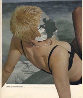 Collage of mountains and women from vintage book