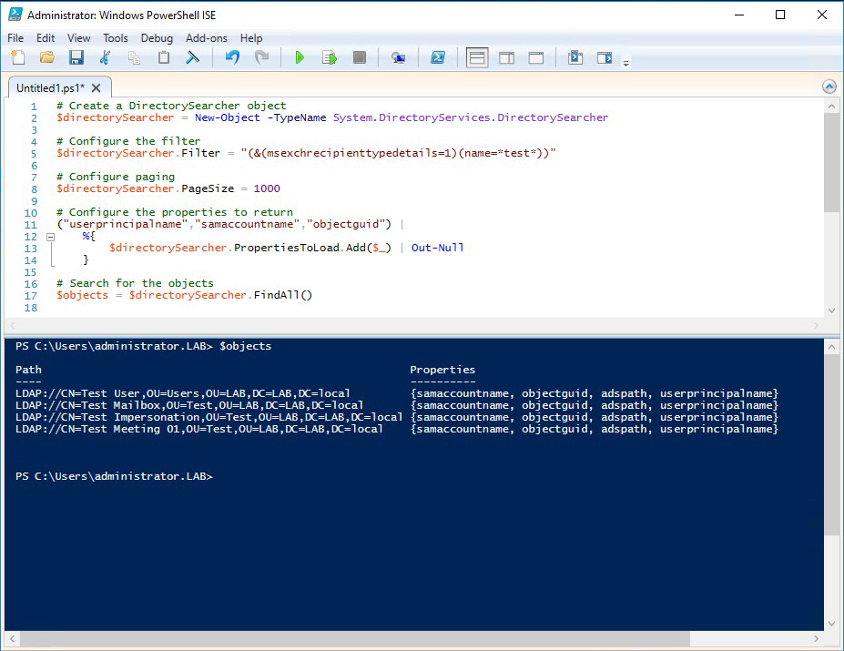 Quering Active Directory using PowerShell