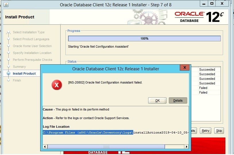 Oracle client 10 Groups. Oracle fail