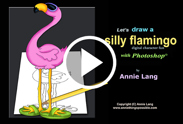 Watch Annie Lang's video as she draws a silly flamingo clipart character because Annie Thing is Possible