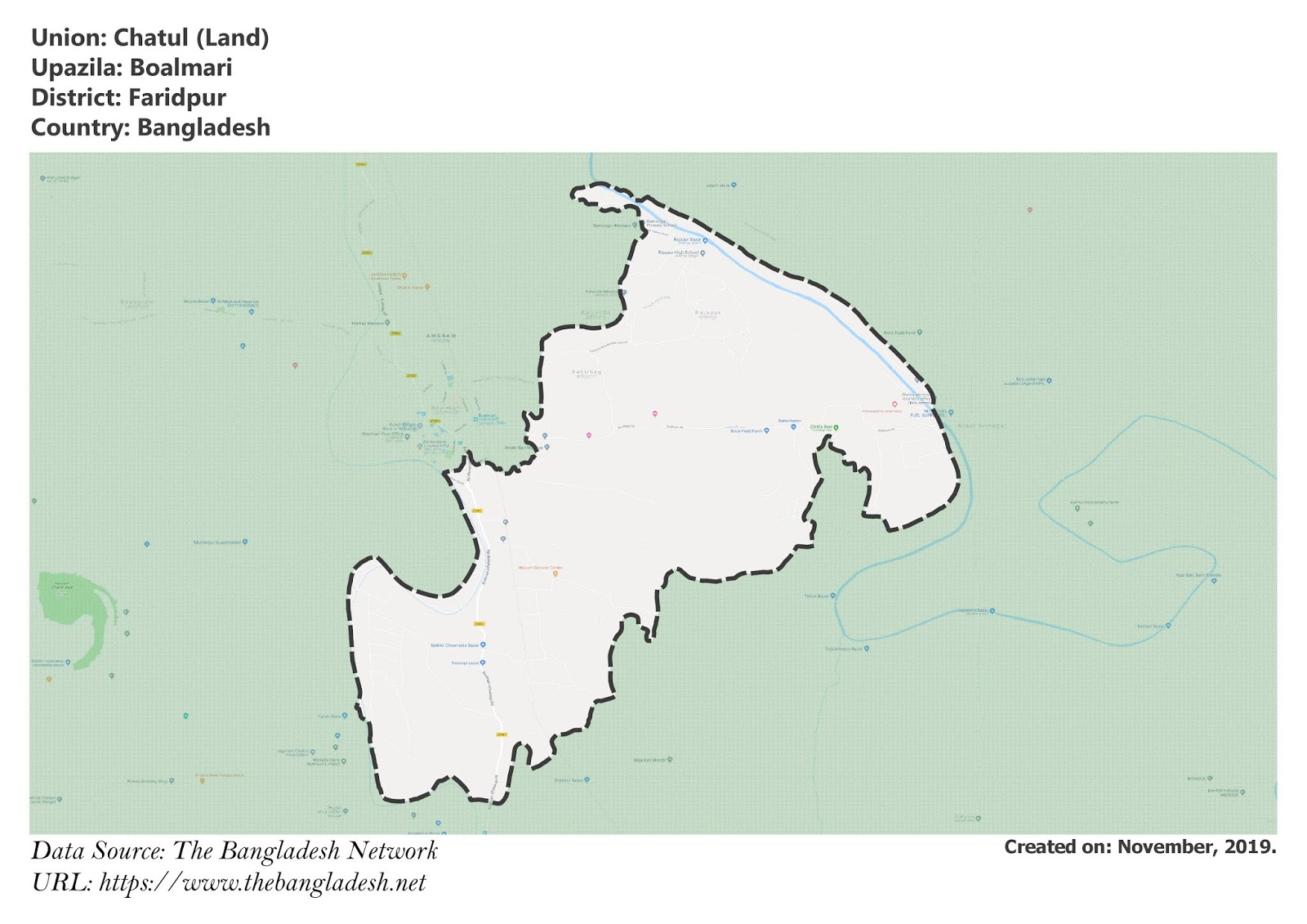 Map of Chatul of Faridpur, Bangladesh.