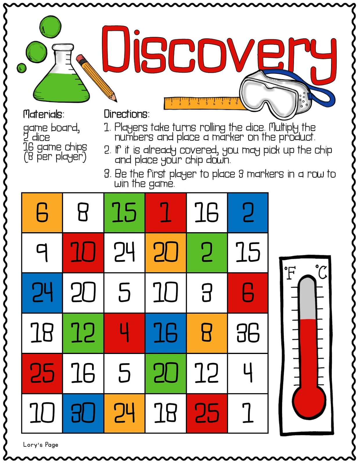 Lorys 2nd Grade Skills Math Game Boards