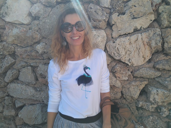 camiseta flamenco hecha a mano