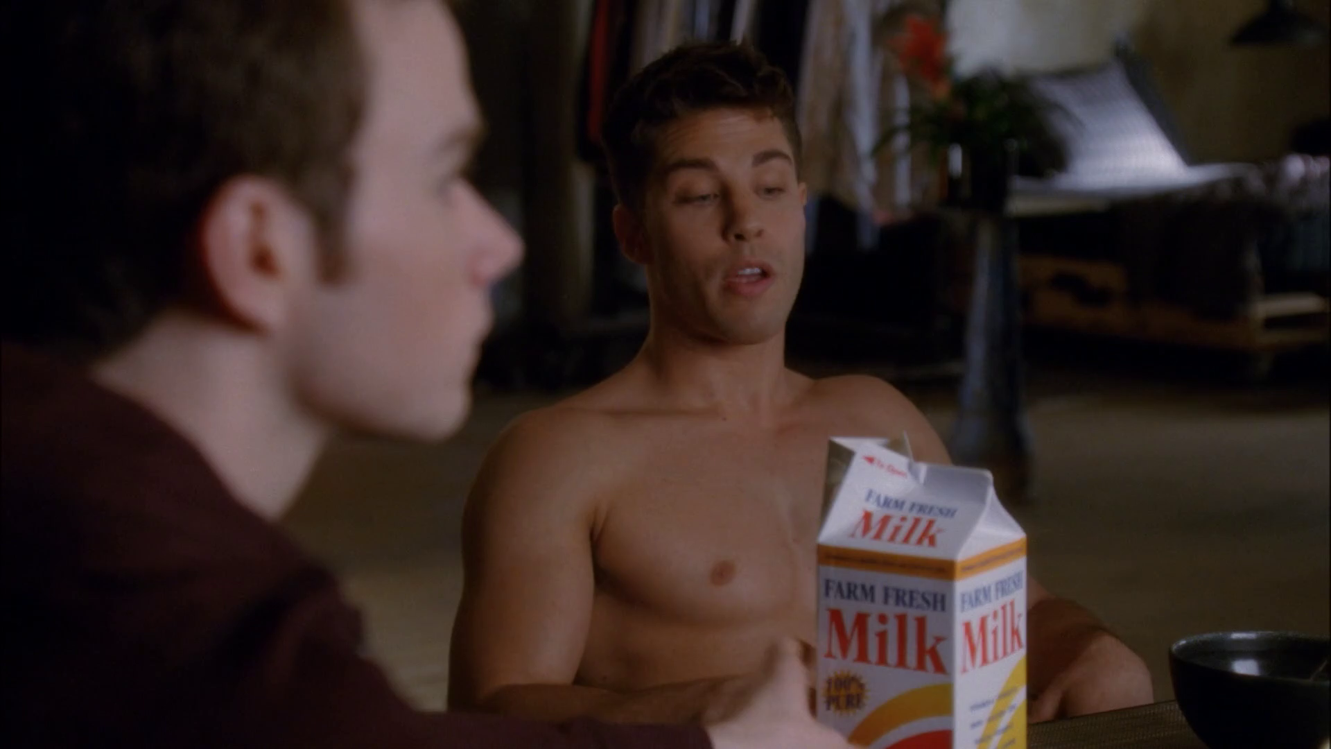 Dean Geyer shirtless in Glee 4-12 "Naked" .