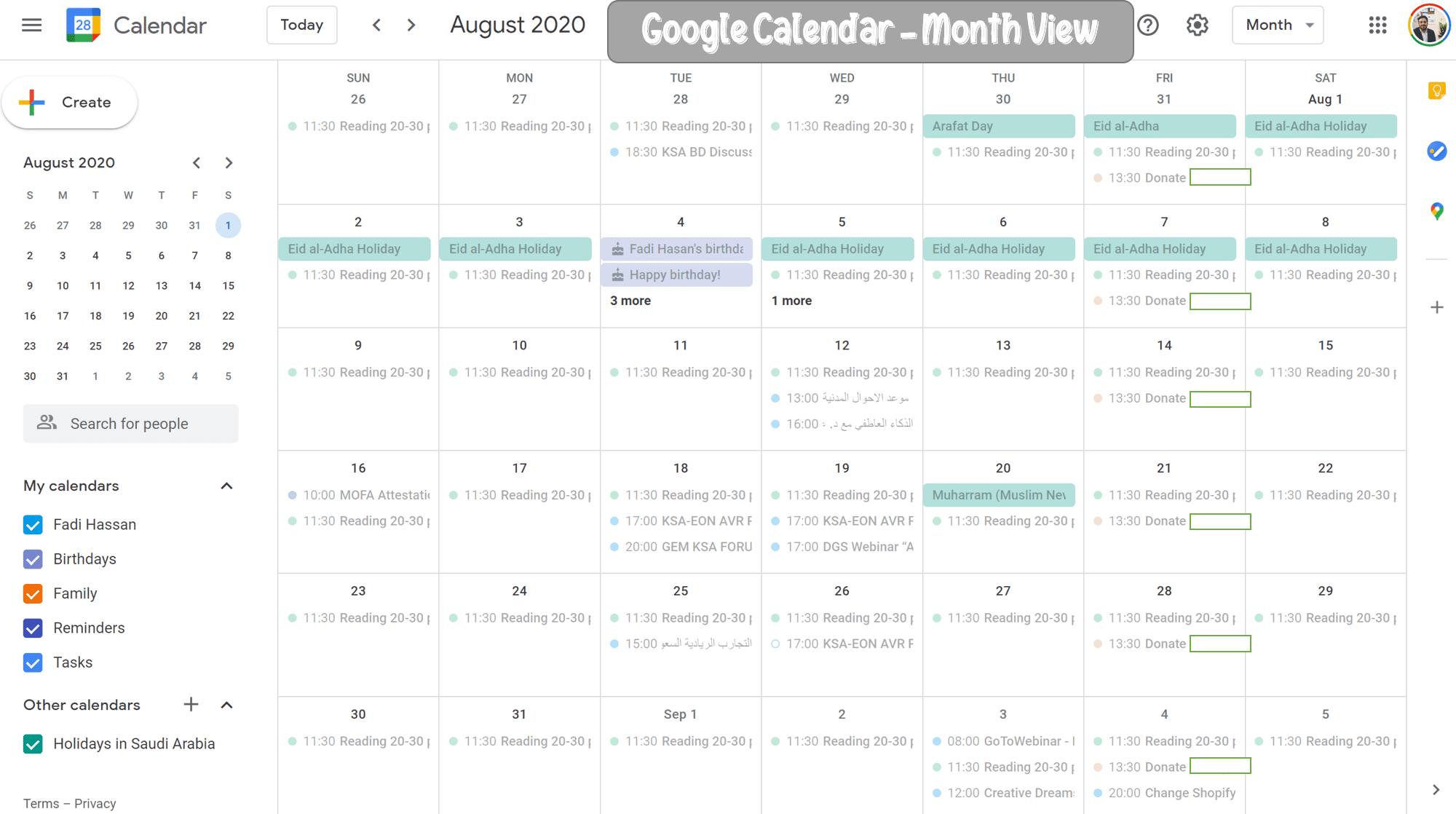 Time Management Using Google Calendar