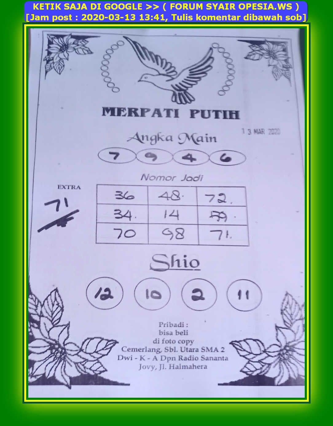 1 New Message) Kode Syair Hongkong 13 Maret 2020 - Forum Syair Togel  Hongkong Singapura Sydney