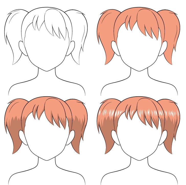 √ Cara Shading & Mewarnai Rambut Anime Cewe - Anidraw