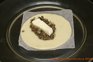  <strong>Empanadillas</strong> rellenas de <strong>morcilla</strong>, manzana reineta y queso de cabra 