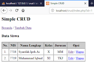 Cara Membuat Web CRUD Data Siswa Sederhana dengan PHP dan MySQL | Suka ...