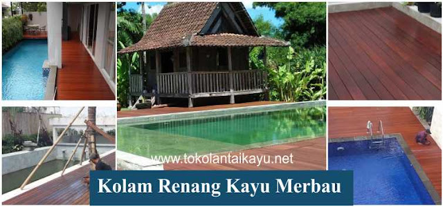 Lantai kayu kolam renang