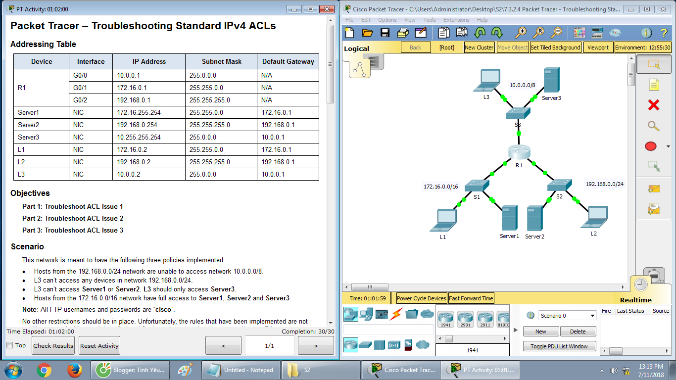 standard access acl packet tracer activity 1 standard access acl packet tracer activity 1