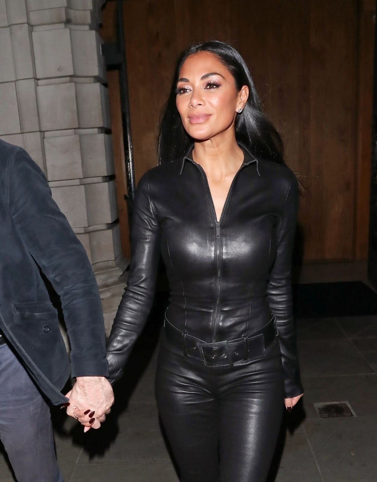 Lovely Ladies in Leather: Nicole Scherzinger in a leather jumpsuit