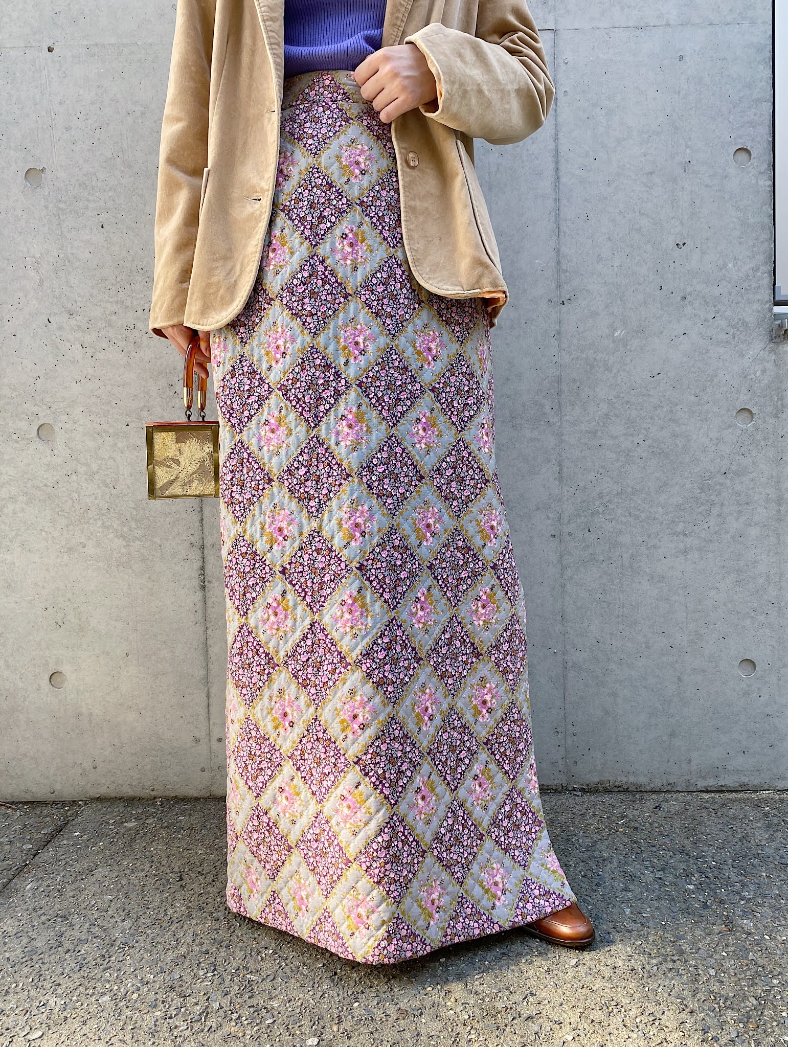 quilted maxi skirt