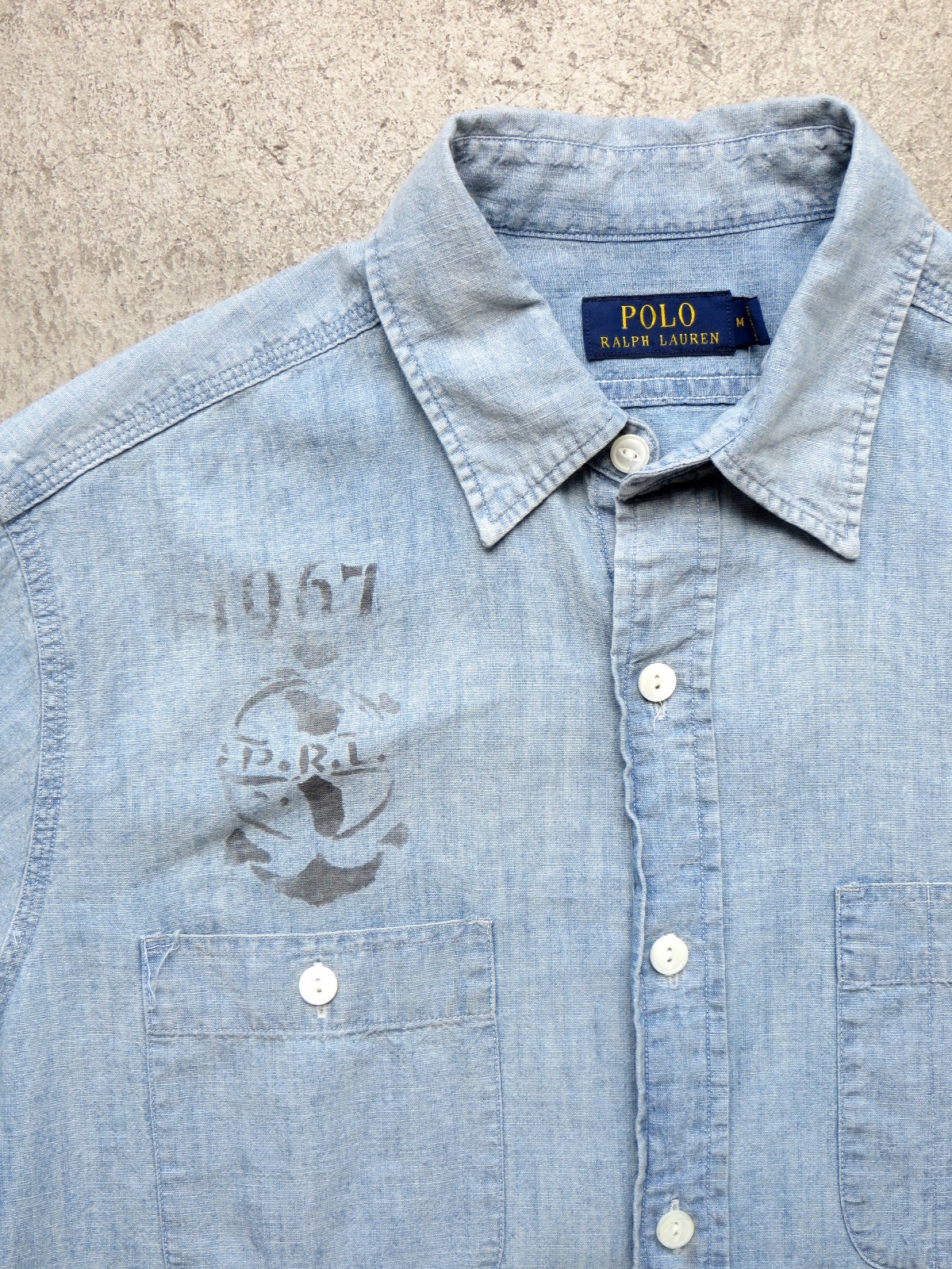 公式ファッション通販 シャンブレーシャツ ヴィンテージ ステンシル