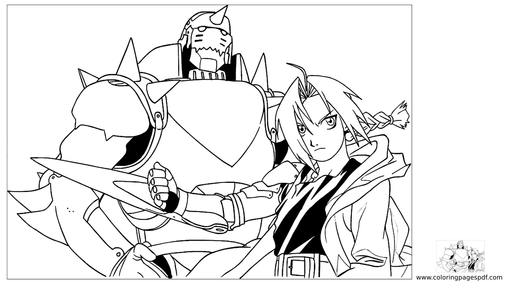 Coloring Page Of Edward And Alphonse (Full Metal Alchemist)