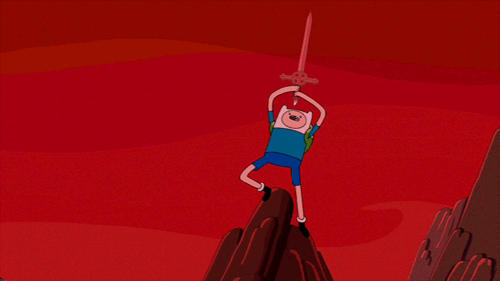 GIF de Finn de Hora de Aventuras y su espada de sangre