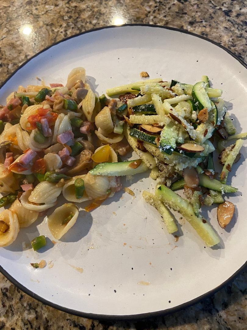 BLUE SKY AHEAD Orecchiette with Garlic, Olive Oil, Spring Vegetables