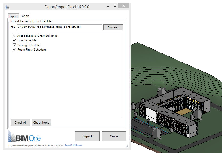 revit excel import