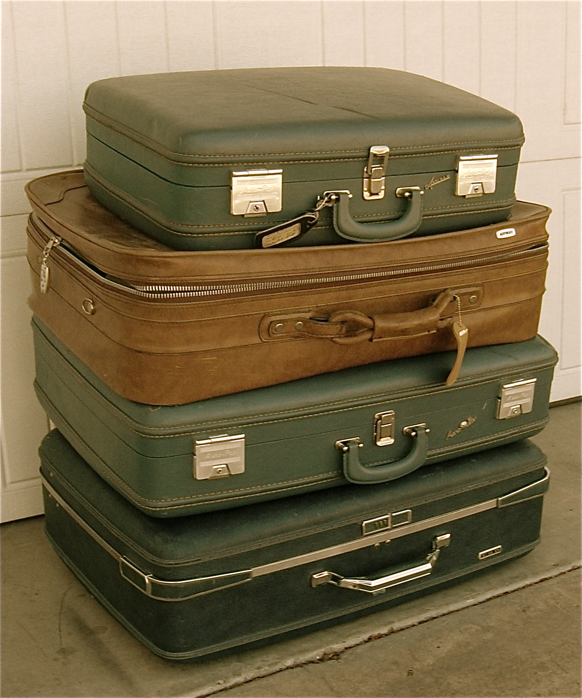 The Backyard Boutique by Five to Nine Furnishings Stack of Vintage Suitcases