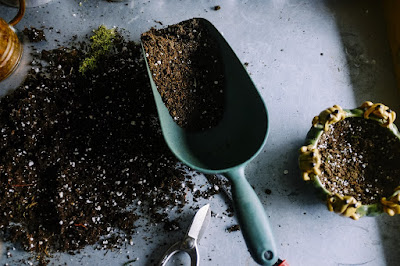 potting soil and scoop