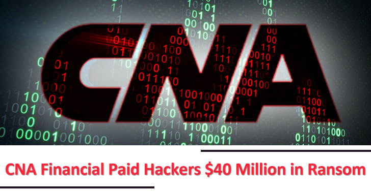 U.S Insurance Gaint CNA Financial Paid Hackers  Million in Ransom to Recover Files