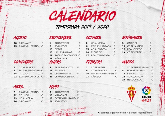 Calendario completo del Real Sporting de Gijón y sus curiosidades - Unión Futbolera