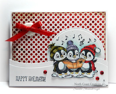 North Coast Creations Stamp set: Caroling Penguins, Our Daily Bread Designs Custom Dies: Matting Circles, Leafy Edged Borders, Our Daily Bread Designs Paper Collection: Patriotic