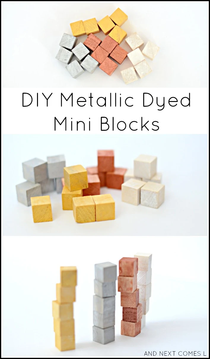 Homemade toys for kids: DIY metallic dyed mini blocks from And Next Comes L
